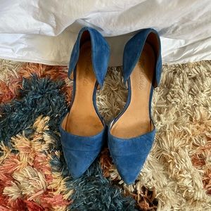 Madewell royal blue leather & suede stilettos